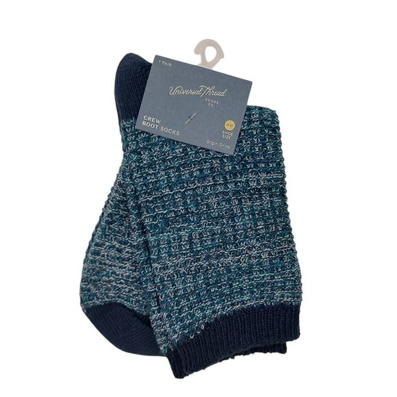 Universal Thread Crew Boot Socks 1 Pair Womens Size 4-10 Navy Comfort Casual - Picture 3 of 6